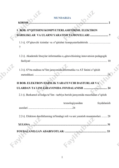 elektron darsliklar va ularni yaratish tamoyillari — DOCX