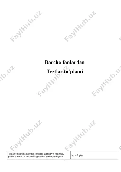 informatika fani o’qituvchilari uchun test to‘plami — DOCX
