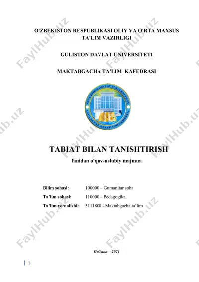 tabiat bilan tanishtirish o‘quv-uslubiy majmua — DOCX