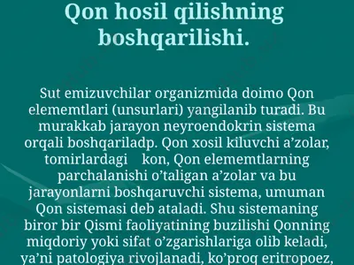 qon hosil qilishning boshqarilishi. — PPTX