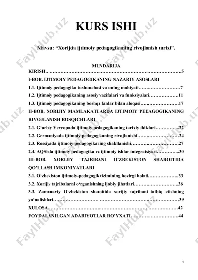 xorijda ijtimoiy pedagogikaning rivojlanish tarixi — DOC