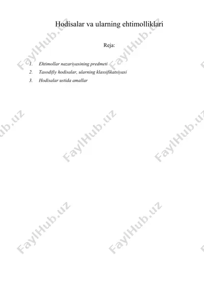 hodisalar va ularning ehtimolliklari — DOC