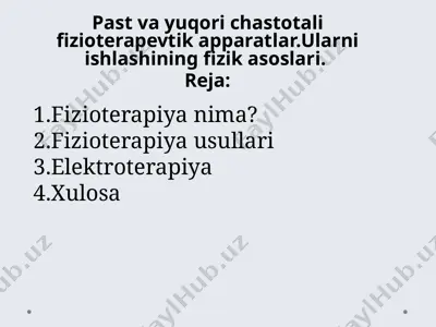 past va yuqori chastotali fizioterapevtik apparatlar.ularni ishlashining fizik asoslari — PPTX