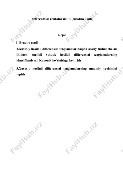 differentsial rentalar usuli (brudno usuli) — DOC
