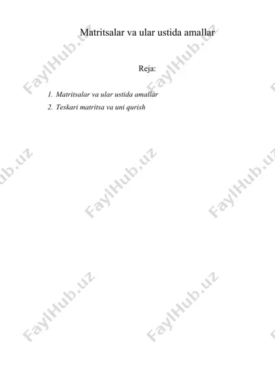 matritsalar va ular ustida amallar — DOC