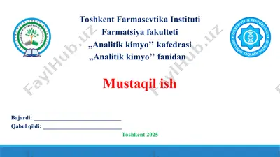 titrlashni cho’ktirish usulida galogen saqlovchi anorganik va farmasevtik preparatlarni miqdorlarini aniqlash usullari. taqdimot 26 bet — PPT