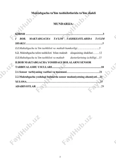 maktabgacha ta'lim tashkilotlarida ta'lim shakli — DOCX
