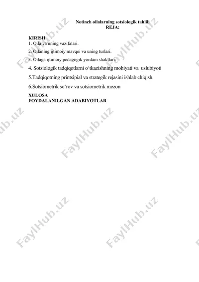 notinch oilalarning sotsiologik tahlili — DOCX