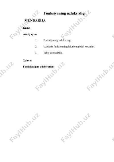 funksiyaning uzluksizligi — DOCX