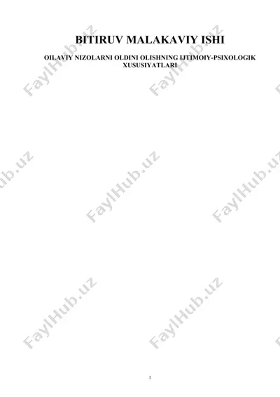 oilaviy nizolarni oldini olishning ijtimoiy-psixologik xususiyatlari — DOCX