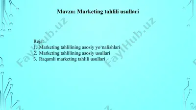 marketing tahlili usullari — PPTX