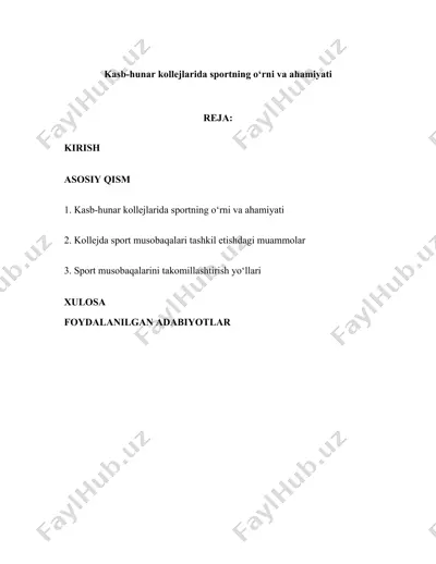 kasb-hunar kollejlarida sportning o‘rni va ahamiyati — DOCX