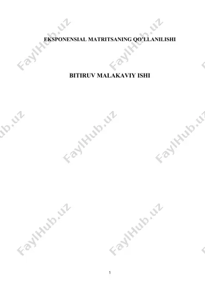 eksponensial matritsaning qo‘llanilishi — DOCX