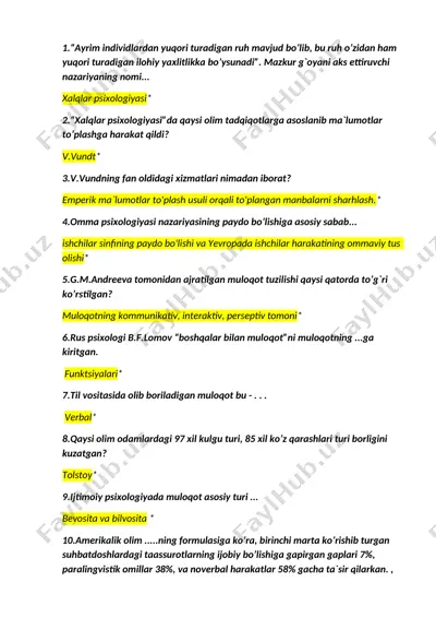 xalqlar psixologiyasi haqida taqdimot — DOCX