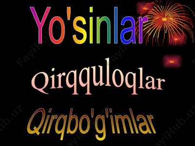 yo'sinlar, qirqquloqlar, qirqbo'g'imlar (test slayd ko'rinishida) — PPTX