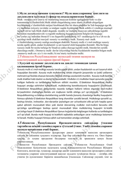 mulk huquqi va siyosiy tizim asoslari — DOCX