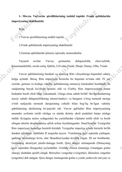 varvarlar qirolliklarining tashkil topishi va ularning harakatlari — DOCX