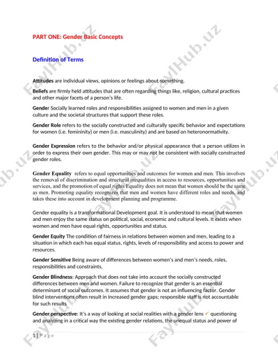 gender asoslari va tenglikka oid tushunchalar — DOCX