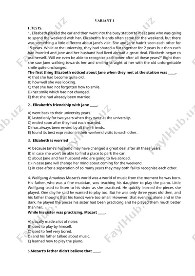 ingliz tili o‘quv testi va insho topshirig‘i — DOCX