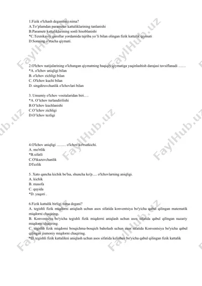 fizik o'lchash va tibbiyotda o'lchov vositalari taqdimoti — DOCX
