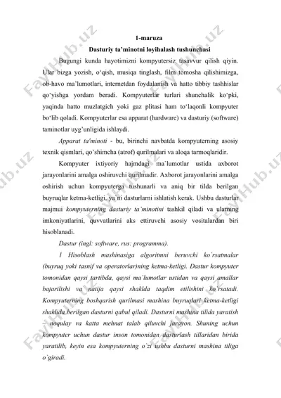 dasturiy ta’minotni loyihalash tushunchasi — DOCX