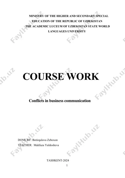 conflicts in business communication — DOCX