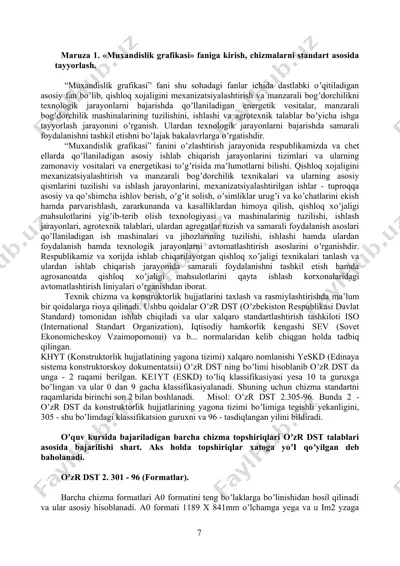 muxandislik grafikasi fanining o‘quv kursi — DOCX