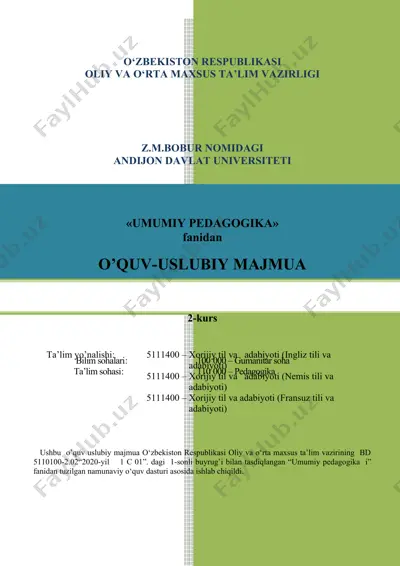 umumiy pedagogika fanidan o’quv-uslubiy majmua — DOCX