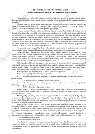 makroiqtisodiyot fani va makroiqtisodiy siyosatning asosiy tushunchalari — DOCX