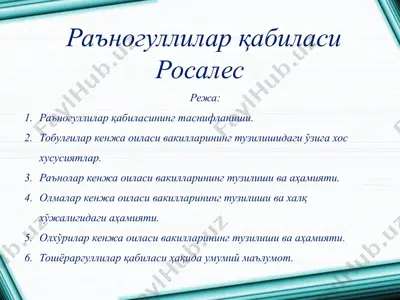 раъногуллилар қабиласи росалес — PPTX