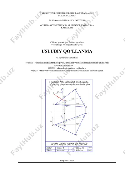 chizma geometriya fanidan uslubiy qo‘llanma va topshiriqlar variantlari — DOCX