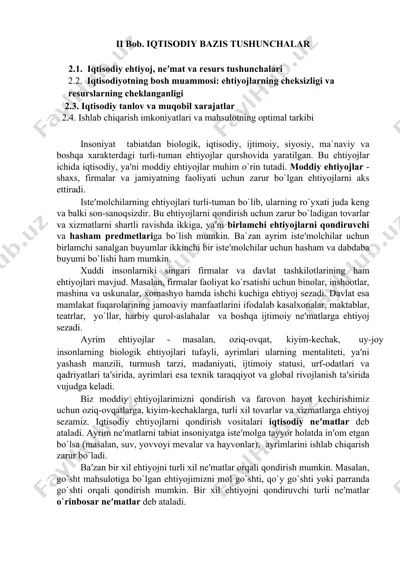 iqtisodiy bazis tushunchalari va iqtisodiyot asoslari — DOCX