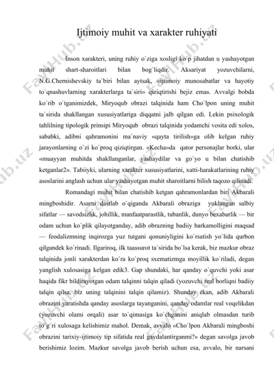 ijtimoiy muhit va xarakter ruhiyati — DOC