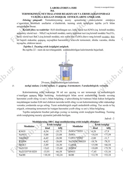 laboratoriya ishi №4. umumiy va anorganik kimyo — DOCX