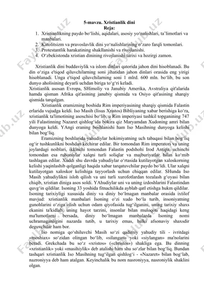 xristianlik dini haqida taqdimot — DOCX