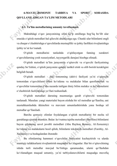 jismoniy tarbiya va sport sohasida qo‘llaniladigan ta’lim metodlari — DOCX