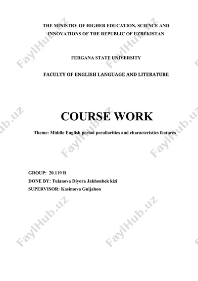 middle english period peculiarities and characteristics features (course work) — DOCX