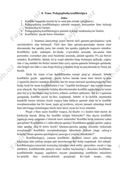 pedagogikalıq konfliktologiya prezentatsiyasi — DOCX