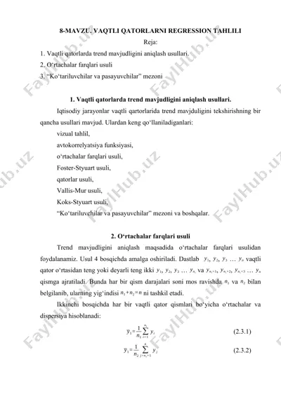 vaqtli qatorlarni regression tahlili — DOCX