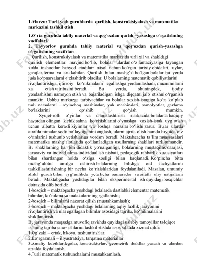 maktabgacha yoshda matematika va konstruktsiyalashni rivojlantirish uchun ta’lim markazi — DOCX