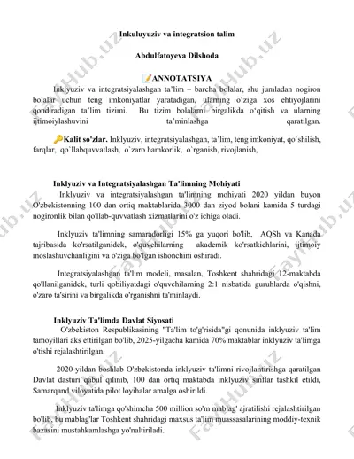 inklyuziv va integratsion ta'lim — DOCX