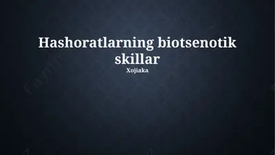 hashoratlarning biotsenotik skillar — PPTX