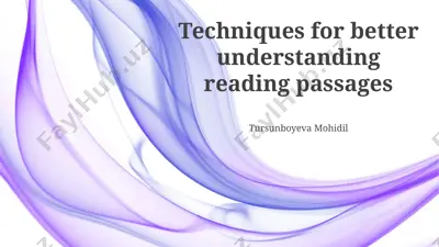 techniques for better understanding reading passages — PPTX
