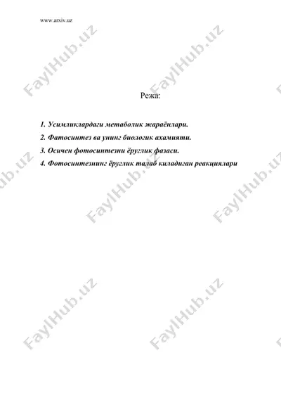 усимликларда органик моддаларнинг пайдо булиши — DOC