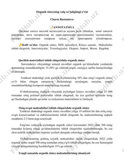 organik sintez mahsulotlari — DOCX