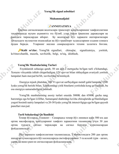 yorugʻlik signal asboblari — DOCX