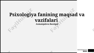 psixologiya fanining maqsad va vazifalari — PPTX
