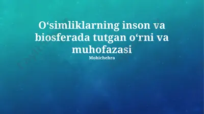 oʻsimliklarning inson va biosferada tutgan oʻrni va muhofazasi — PPTX