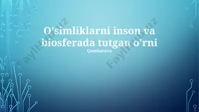 o'simliklarni inson va biosferada tutgan o'rni — PPTX