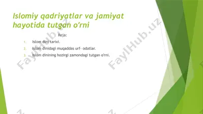 islomiy qadriyatlar va jamiyat hayotida tutgan oʼrni — PPTX